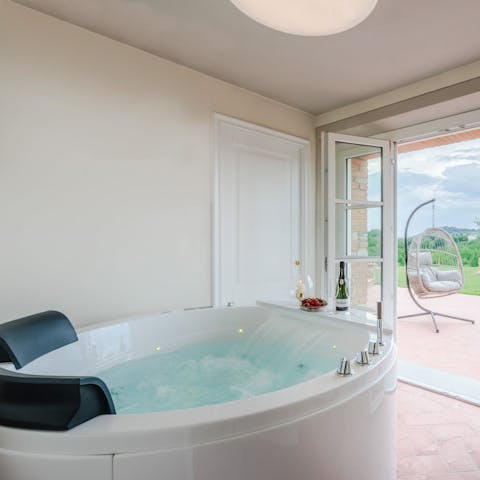 Make a beeline for the Jacuzzi and enjoy a long soak in the bubbles