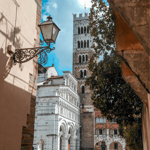 Spend an afternoon in the charming town of Lucca, a fifteen-minute drive away