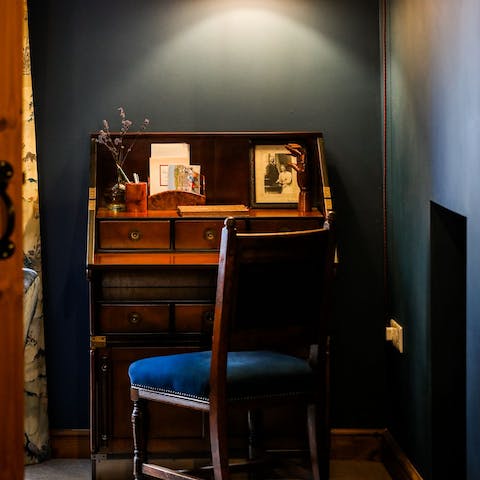 Pen your own haunting story at the antique writing desk