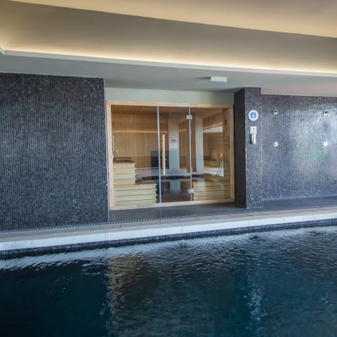 Indulge in a sauna session and a dip in the warming waters of the indoor pool