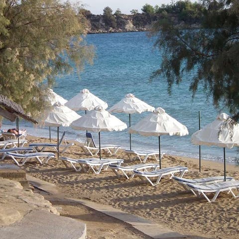Spend entire days basking in the sun on the shores of Ialysos Beach, only minutes away 