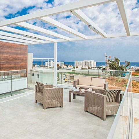 Take in the Mediterranean sea views from the roof terrace