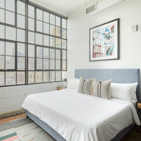 Wake up to glorious Callowhill views from the beautiful bedroom