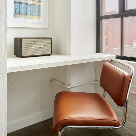Catch up on work at the bedroom's desk nook