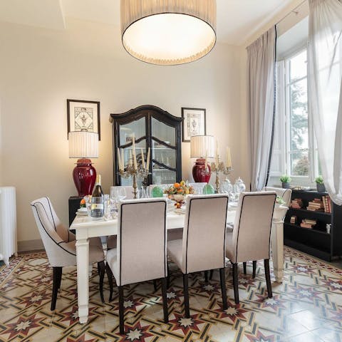 Sit down for an elegant meal in the dining room