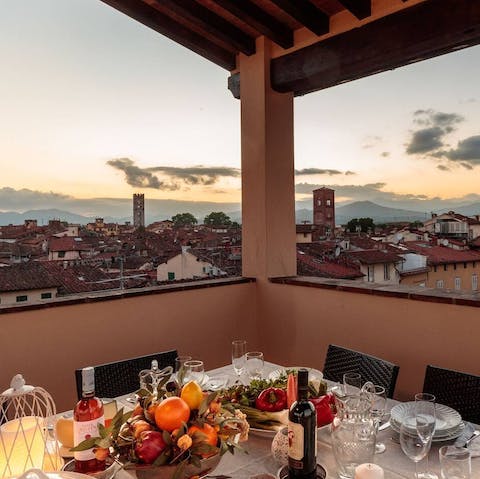 Take in panoramic views from the private roof terrace