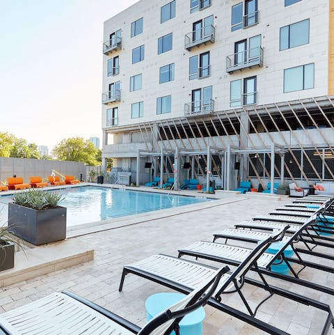 Cool off from the Texan sun in the shared pool