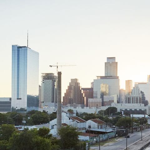 Take in the views of downtown from the balcony