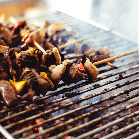 Grill some beef brisket on the communal barbecue