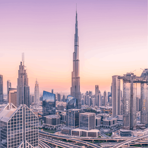 Explore Dubai from your base in a charming traditional complex, close to the Souk Al Bahar, Dubai Mall, and Burj Khalifa