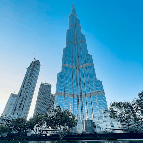 Take the twenty-five-minute drive into Downtown for spectacular views from the Burj Khalifa observation deck