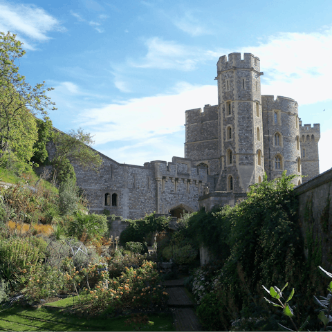 Visit Windsor Castle, a thirteen-minute drive away
