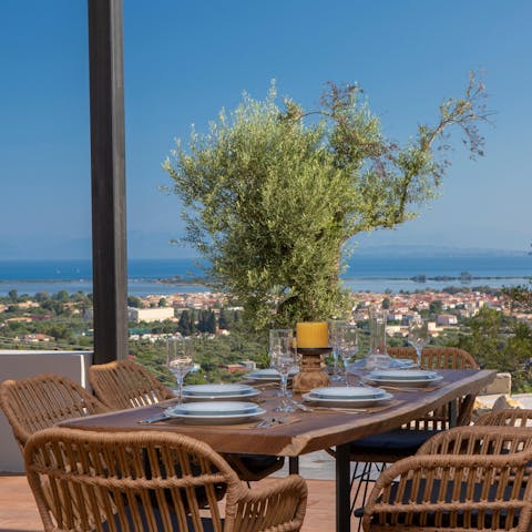 Share memorable meals overlooking the Ionian Sea