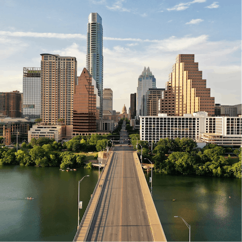 Explore Downtown Austin, an eight-minute drive away