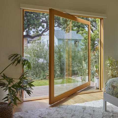 Swing open the fabulous pivot window in the bedroom