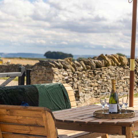 Take your morning cup of tea outside and look out across the farm