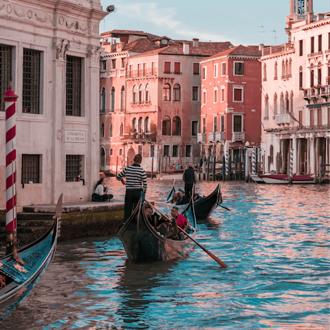 End a balmy summer's day with a gondola ride along the Grand Canal, a five minute walk away