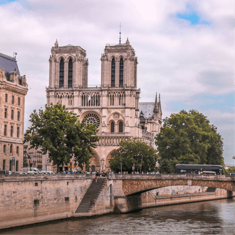 Take the metro into central Paris –  Notre Dame is about thirty minutes away