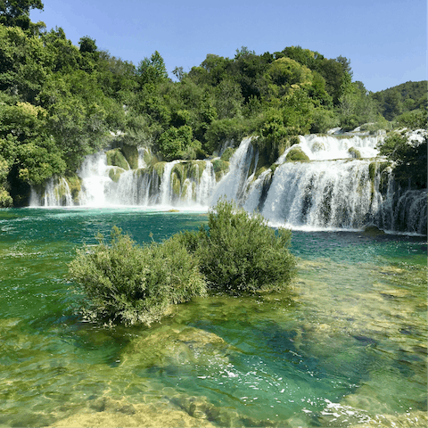 Visit the glorious Krka waterfalls – it's a forty-five-minute drive