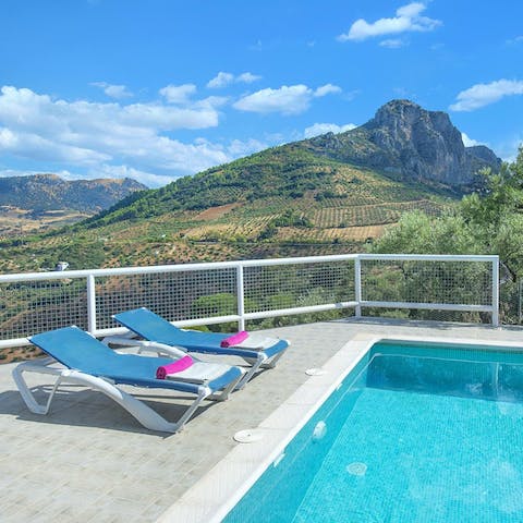Relax by the private pool and enjoy the rolling scenery