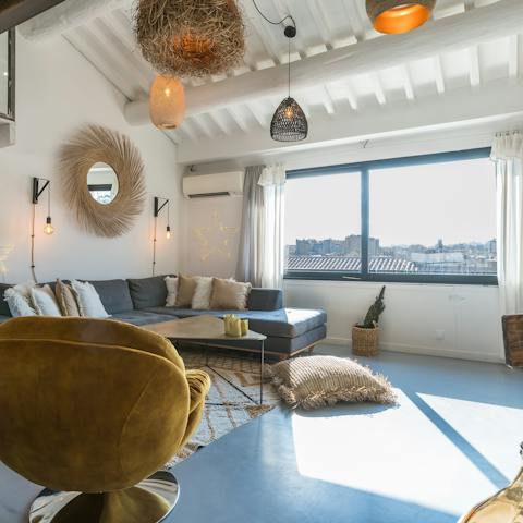 Recline and unwind in the boho-chic living room
