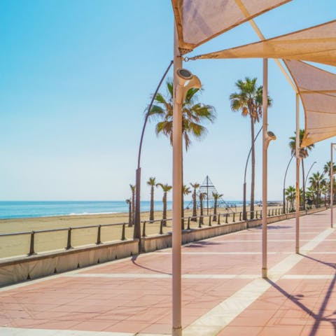 Head down to Estepona Beach for a sunset stroll along the promenade, just four-kilometres away