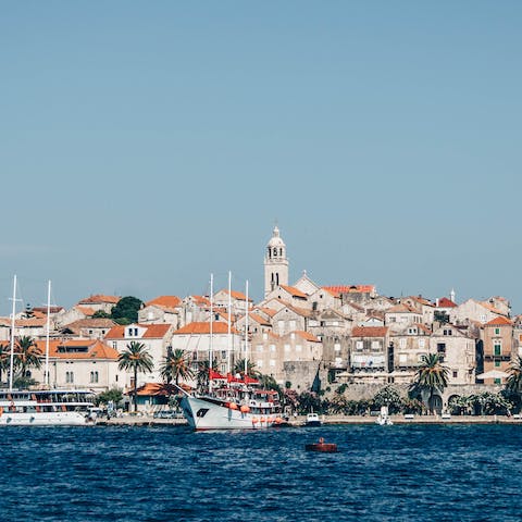 Spend an afternoon exploring Korčula town, a five-minute drive away
