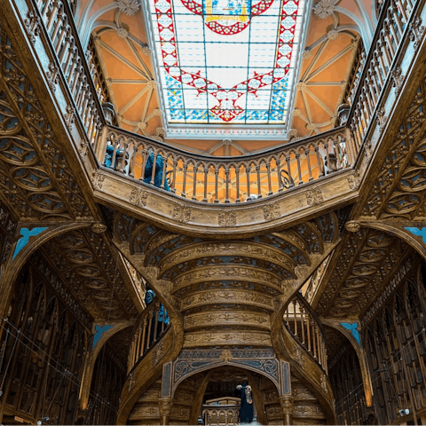 Walk twelve minutes to Livraria Lello – one of the oldest bookstores in Portugal