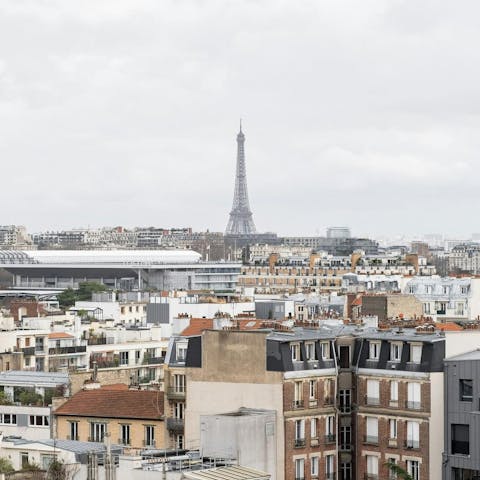 Enjoy impressive views across the Eiffel Tower