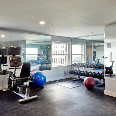 Work off the previous night's excesses in the shared fitness centre