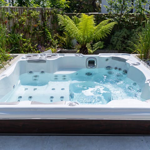Slip into the hot tub and allow the jets to blast every last bit of tension away
