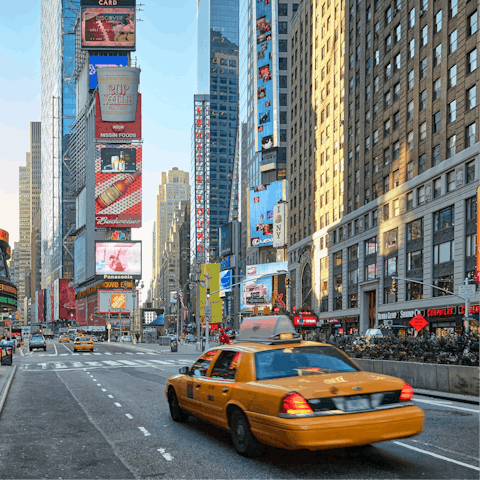 Stay in central Manhattan, only a twenty-minute walk from Times Square