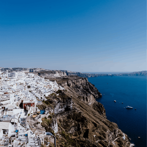 Take in the beauty of Santorini from the highest part of Fira city