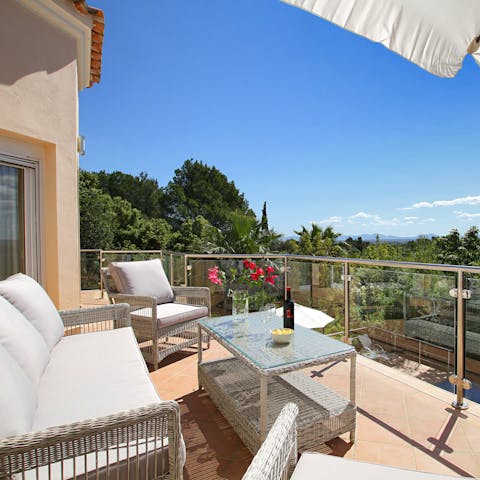 Sit out on the private balcony and enjoy the beautiful views of the north Mallorcan countryside