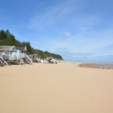 Sink your toes in the sand at Wells Next The Sea Beach, a twenty-four-minute walk or four minutes away by car