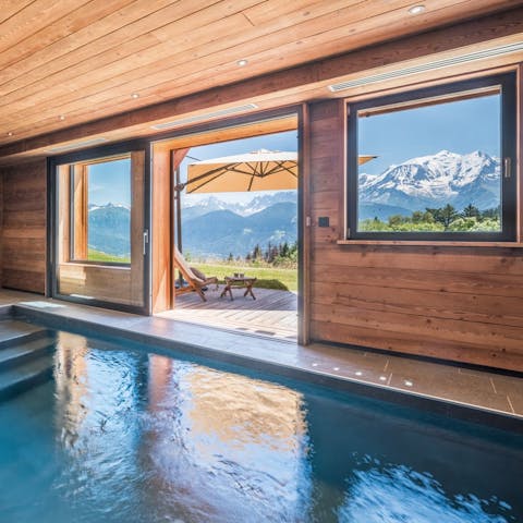 Admire magnificent mountain views from the pool