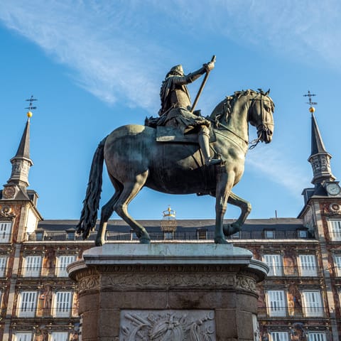 Take the quick stroll over to Plaza Mayor and find a bustling square that's full of life