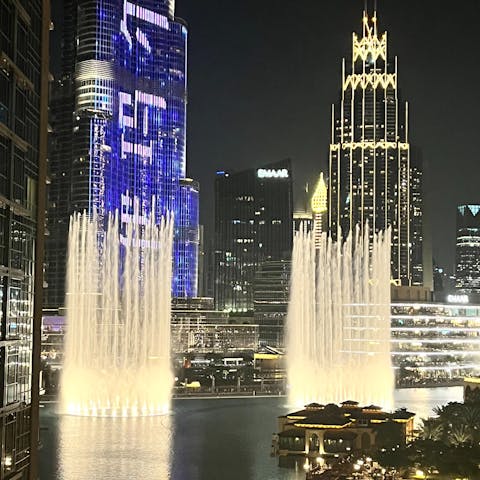 Catch the Dubai Fountain light show, it's a short drive away