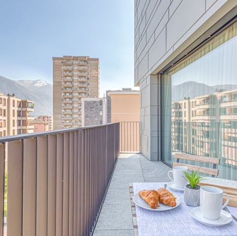Sip your morning coffee with mountain views on the balcony