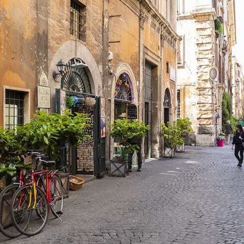 Explore Via del Governo Vecchio's vintage shops, a three-minute walk away