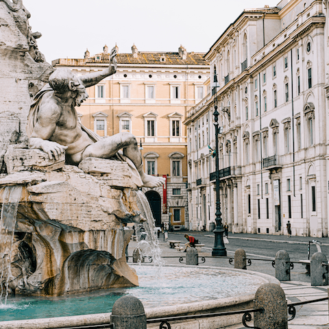 Visit the beautiful Piazza Navona, a two-minute stroll from your door