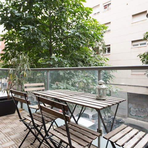 Sip your morning coffee on the private balcony before heading out to explore