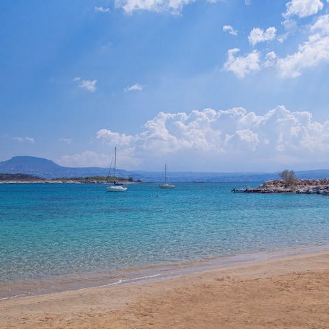 Stroll over to the sandy Tavronitis Beach – just 2km away