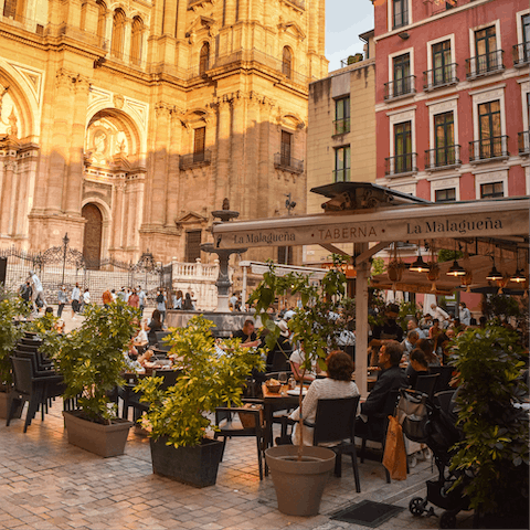 Take a day trip to the vibrant city of Malaga, about 55 km away