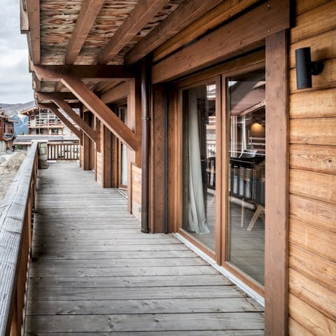 Step out onto the Alpine-style balcony for a breath of fresh, mountain air