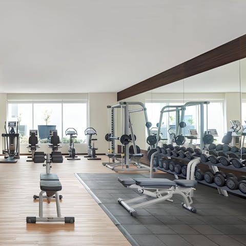 Head to the on-site gym for a morning workout