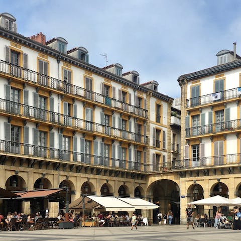Wander San Sebastian's charming Old Town, which starts under a minute's walk from the home