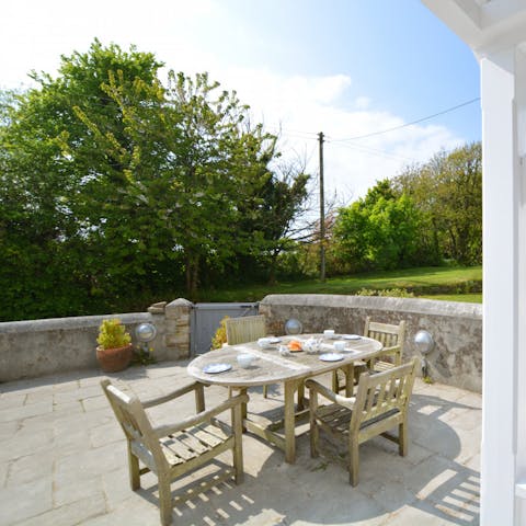 Start your day with breakfast in the courtyard