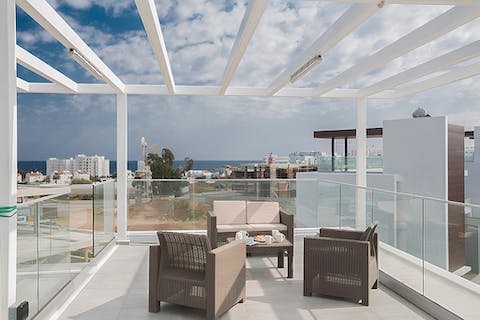 Sip cocktails on the roof terrace and enjoy the sea views