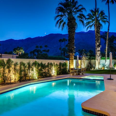 Soak the days away in the beautiful swimming pool, overlooked by the mountains